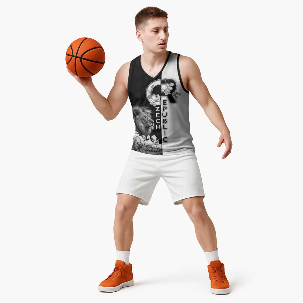 Czech Republic Basketball Jersey White Lion With Rose - Wonder Print Shop