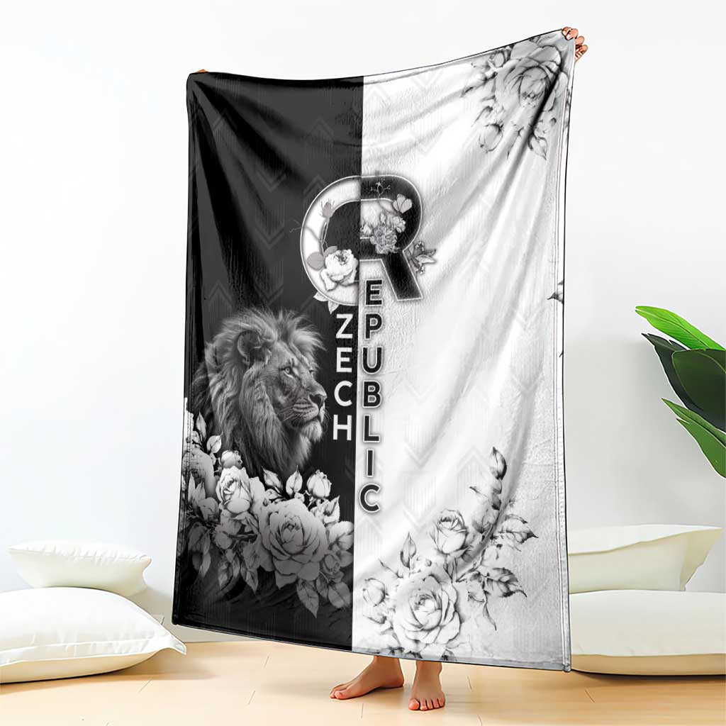 Czech Republic Blanket White Lion With Rose - Wonder Print Shop