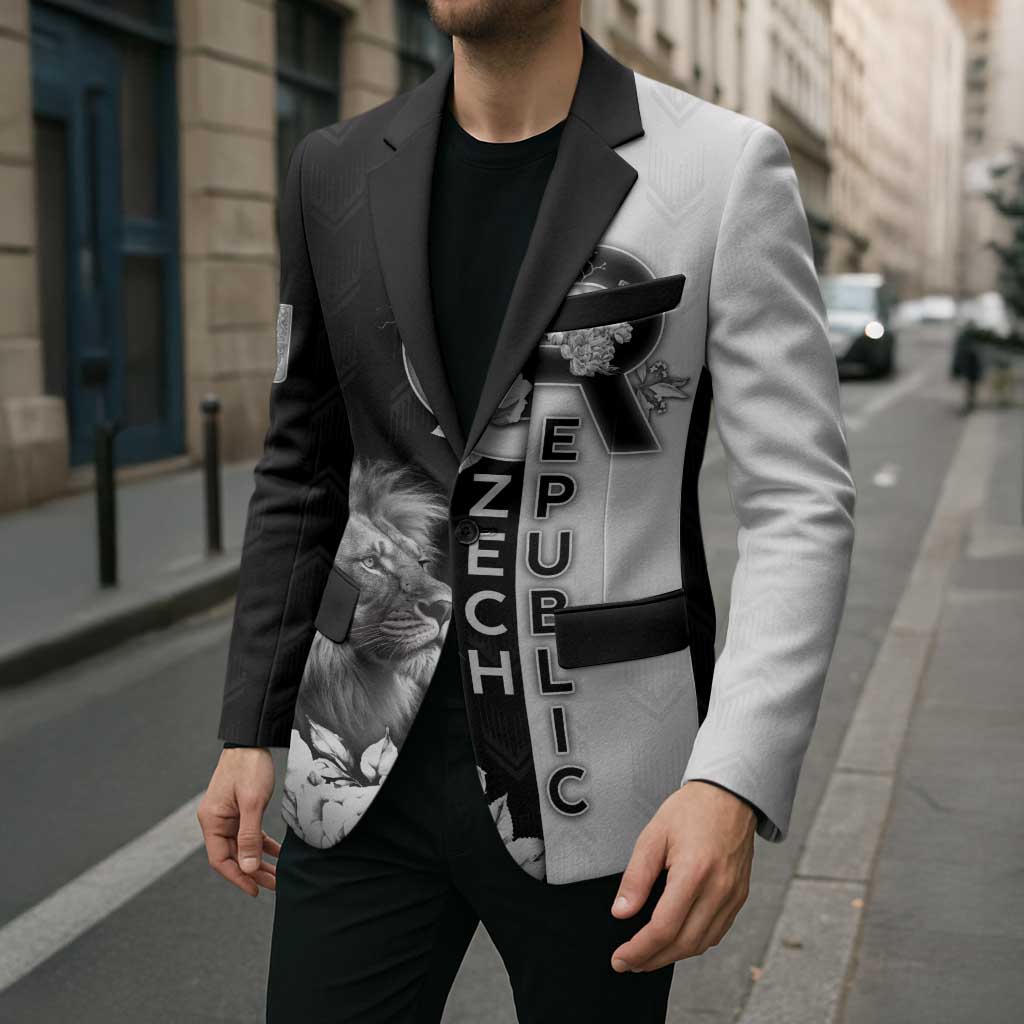 Czech Republic Blazer White Lion With Rose - Wonder Print Shop