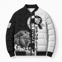 Czech Republic Bomber Puffer Jacket White Lion With Rose - Wonder Print Shop