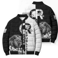 Czech Republic Bomber Puffer Jacket White Lion With Rose - Wonder Print Shop