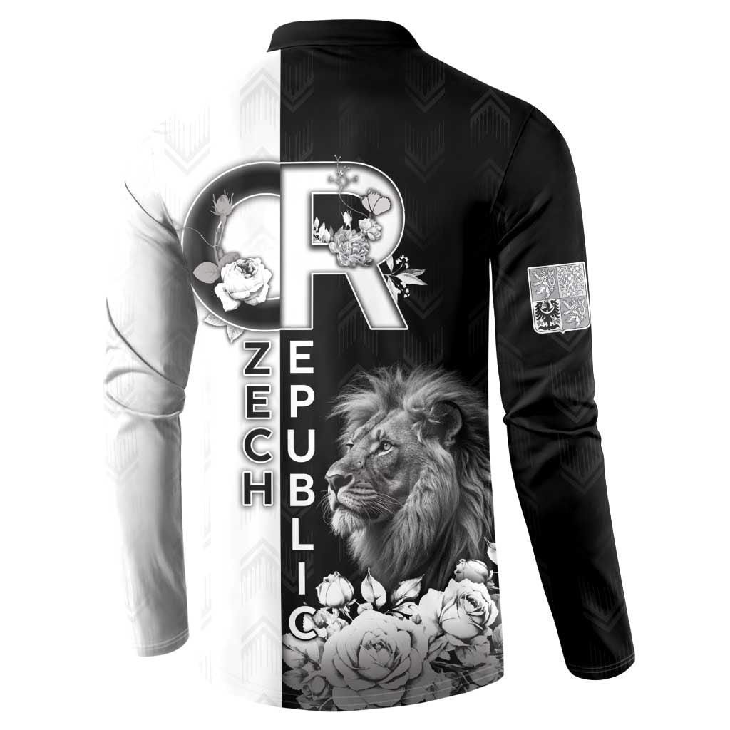 Czech Republic Button Sweatshirt White Lion With Rose - Wonder Print Shop