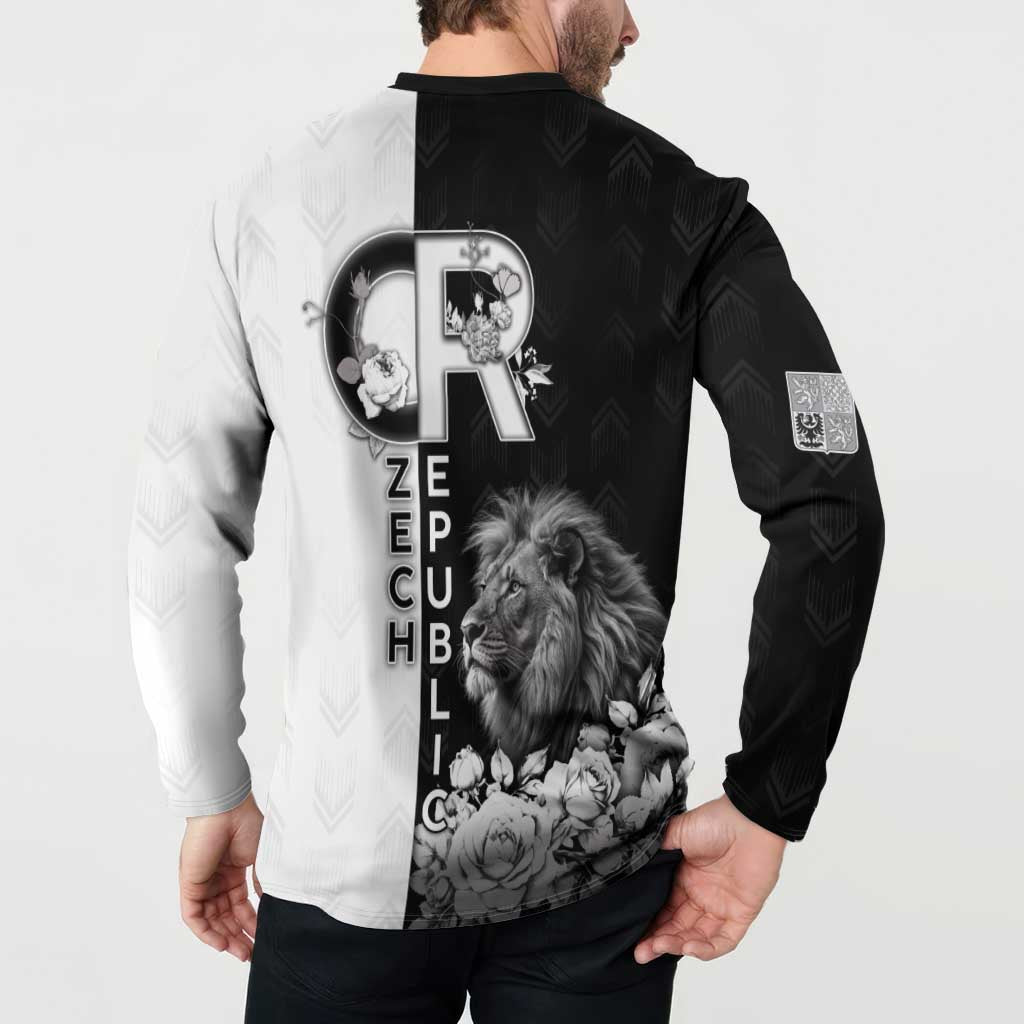 Czech Republic Button Sweatshirt White Lion With Rose - Wonder Print Shop