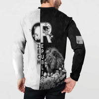 Czech Republic Button Sweatshirt White Lion With Rose - Wonder Print Shop