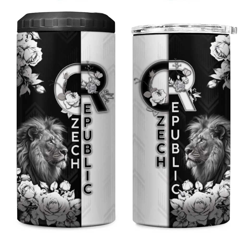 Czech Republic 4 in 1 Can Cooler Tumbler White Lion With Rose - Wonder Print Shop