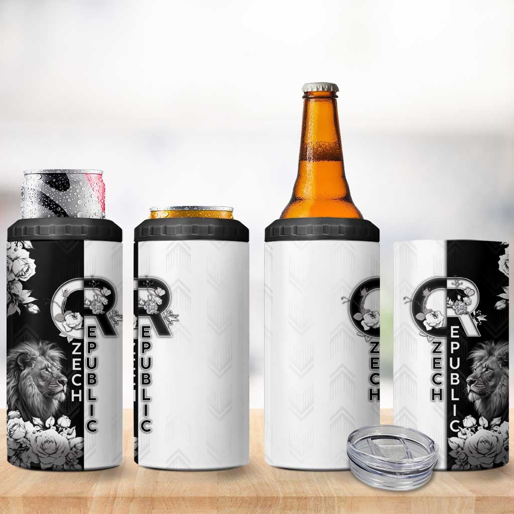 Czech Republic 4 in 1 Can Cooler Tumbler White Lion With Rose - Wonder Print Shop
