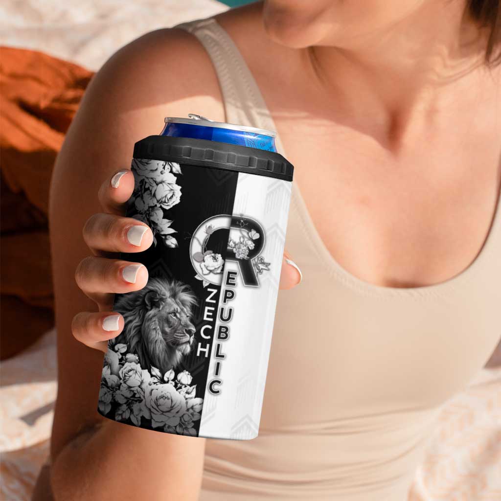 Czech Republic 4 in 1 Can Cooler Tumbler White Lion With Rose - Wonder Print Shop