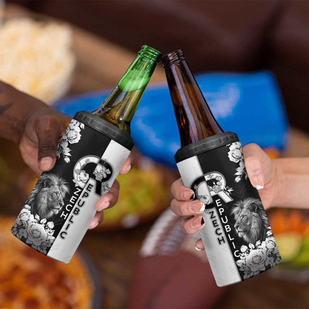 Czech Republic 4 in 1 Can Cooler Tumbler White Lion With Rose - Wonder Print Shop