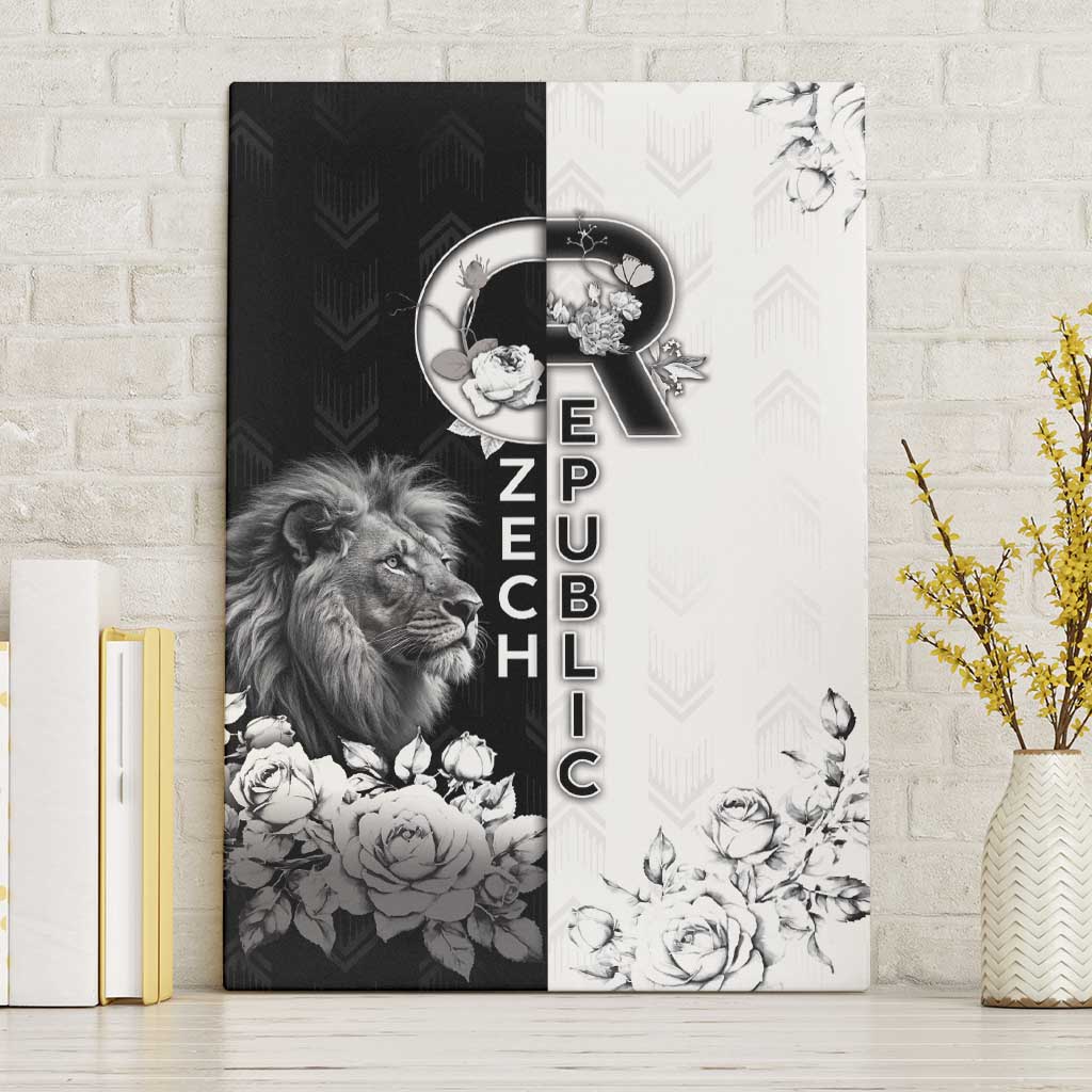Czech Republic Canvas Wall Art White Lion With Rose - Wonder Print Shop