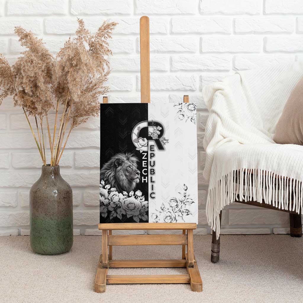 Czech Republic Canvas Wall Art White Lion With Rose - Wonder Print Shop