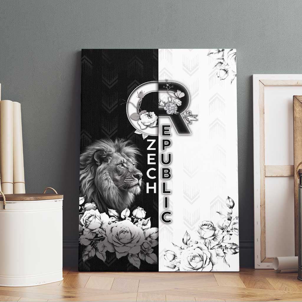 Czech Republic Canvas Wall Art White Lion With Rose - Wonder Print Shop