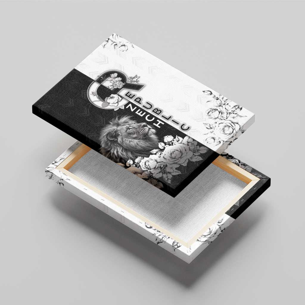 Czech Republic Canvas Wall Art White Lion With Rose - Wonder Print Shop