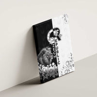 Czech Republic Canvas Wall Art White Lion With Rose - Wonder Print Shop