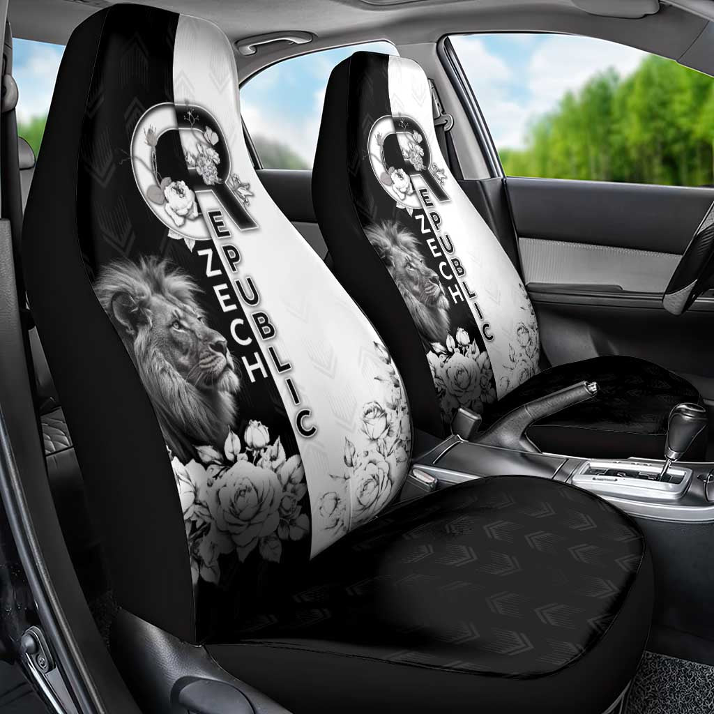 Czech Republic Car Seat Cover White Lion With Rose - Wonder Print Shop