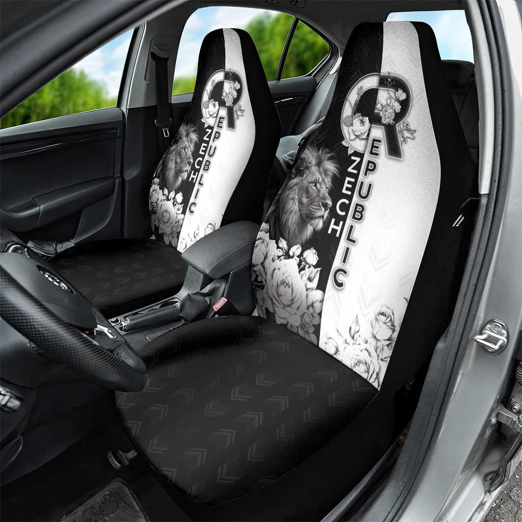 Czech Republic Car Seat Cover White Lion With Rose - Wonder Print Shop