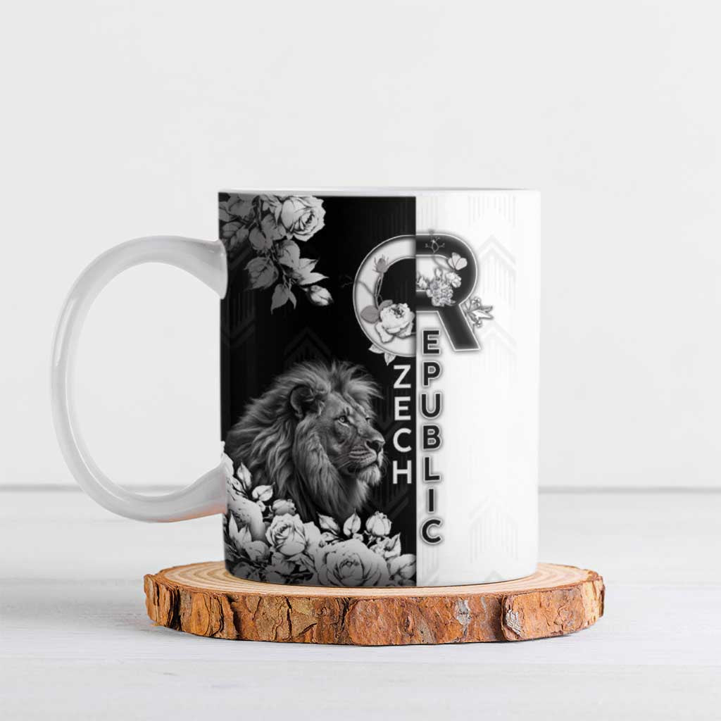 Czech Republic Ceramic Mug White Lion With Rose - Wonder Print Shop