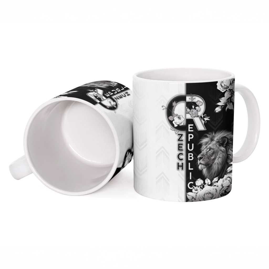 Czech Republic Ceramic Mug White Lion With Rose - Wonder Print Shop