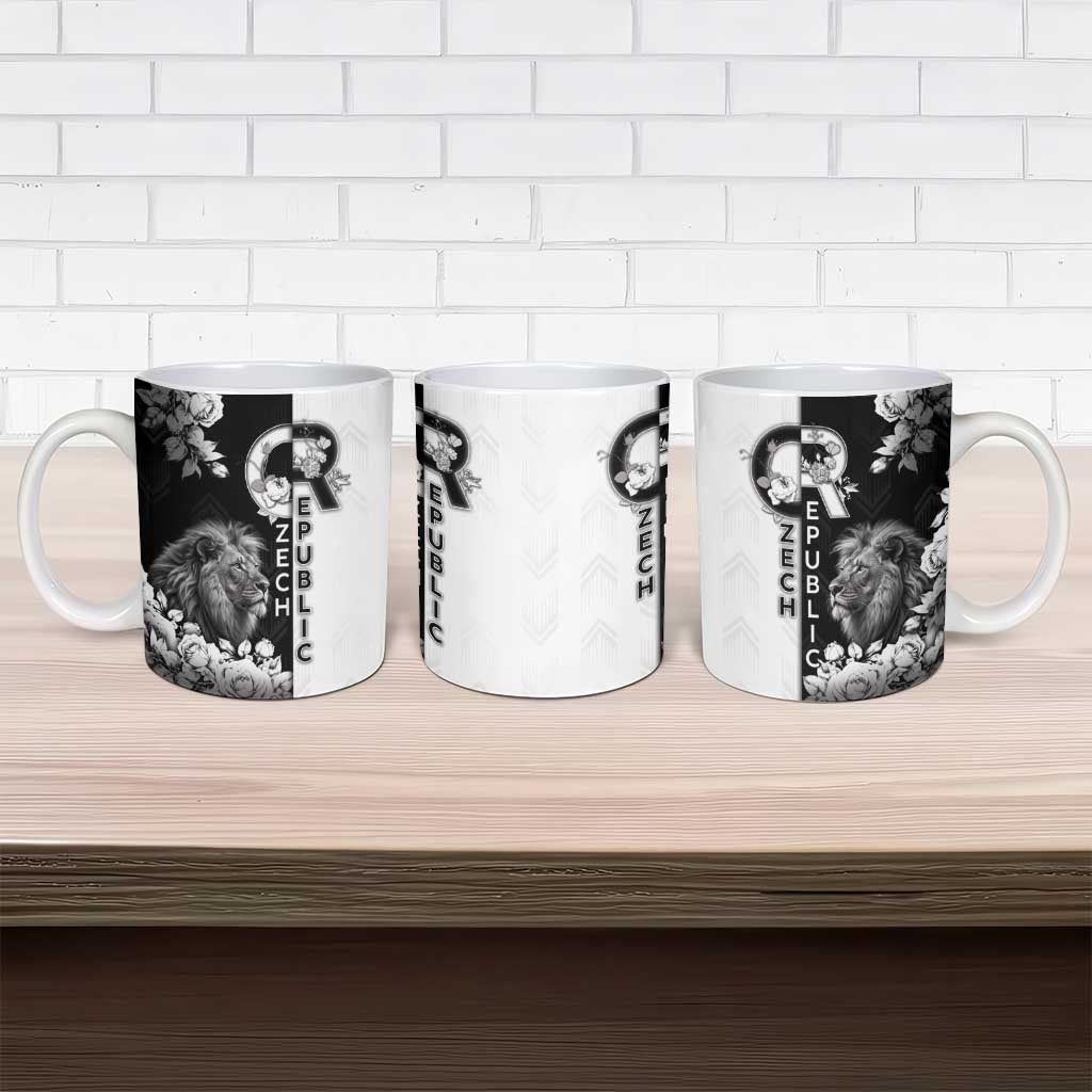 Czech Republic Ceramic Mug White Lion With Rose - Wonder Print Shop
