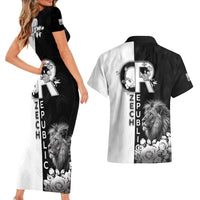 Czech Republic Couples Matching Short Sleeve Bodycon Dress and Hawaiian Shirt White Lion With Rose - Wonder Print Shop