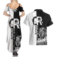 Czech Republic Couples Matching Summer Maxi Dress and Hawaiian Shirt White Lion With Rose - Wonder Print Shop