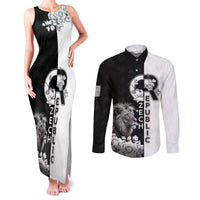 Czech Republic Couples Matching Tank Maxi Dress and Long Sleeve Button Shirt White Lion With Rose - Wonder Print Shop