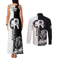 Czech Republic Couples Matching Tank Maxi Dress and Long Sleeve Button Shirt White Lion With Rose - Wonder Print Shop