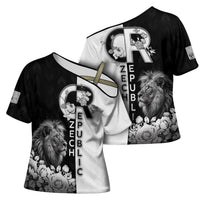 Czech Republic Cross Shoulder Shirt White Lion With Rose - Wonder Print Shop