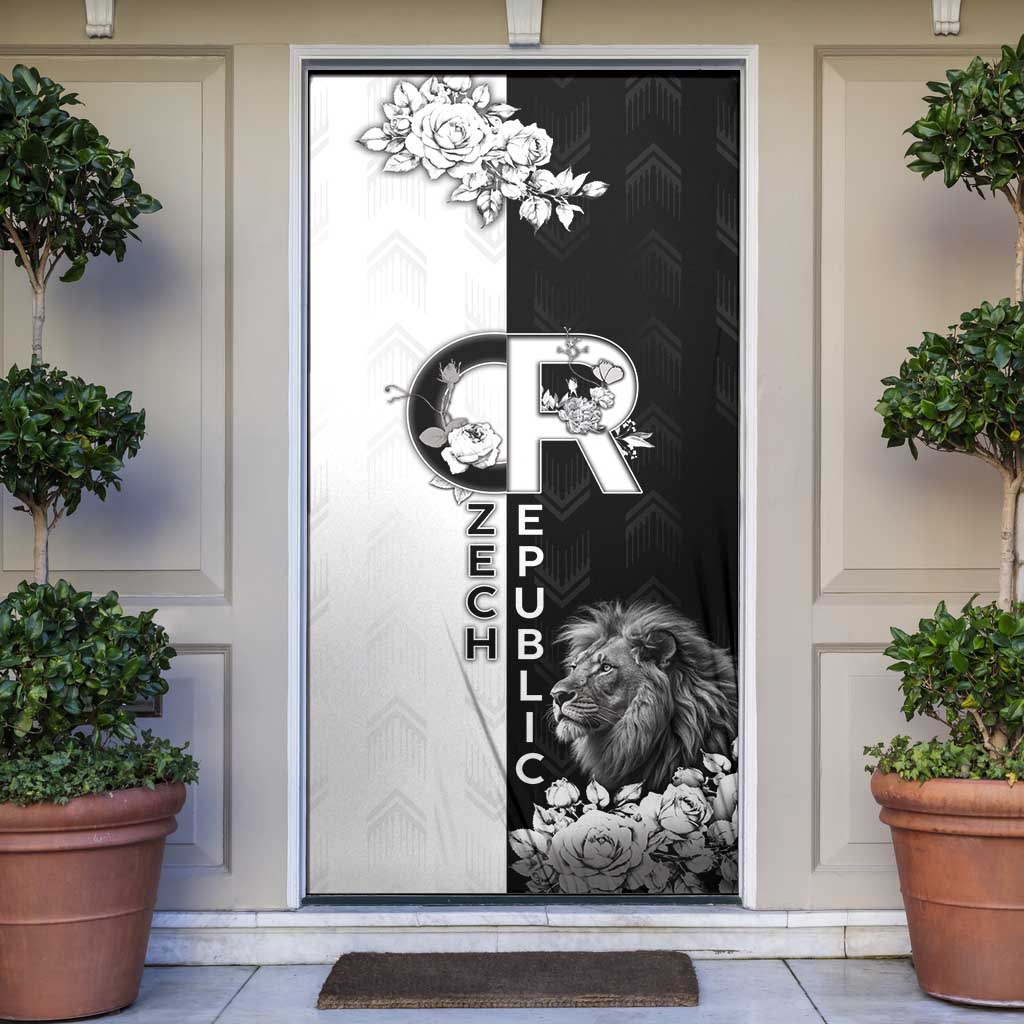 Czech Republic Door Cover White Lion With Rose - Wonder Print Shop
