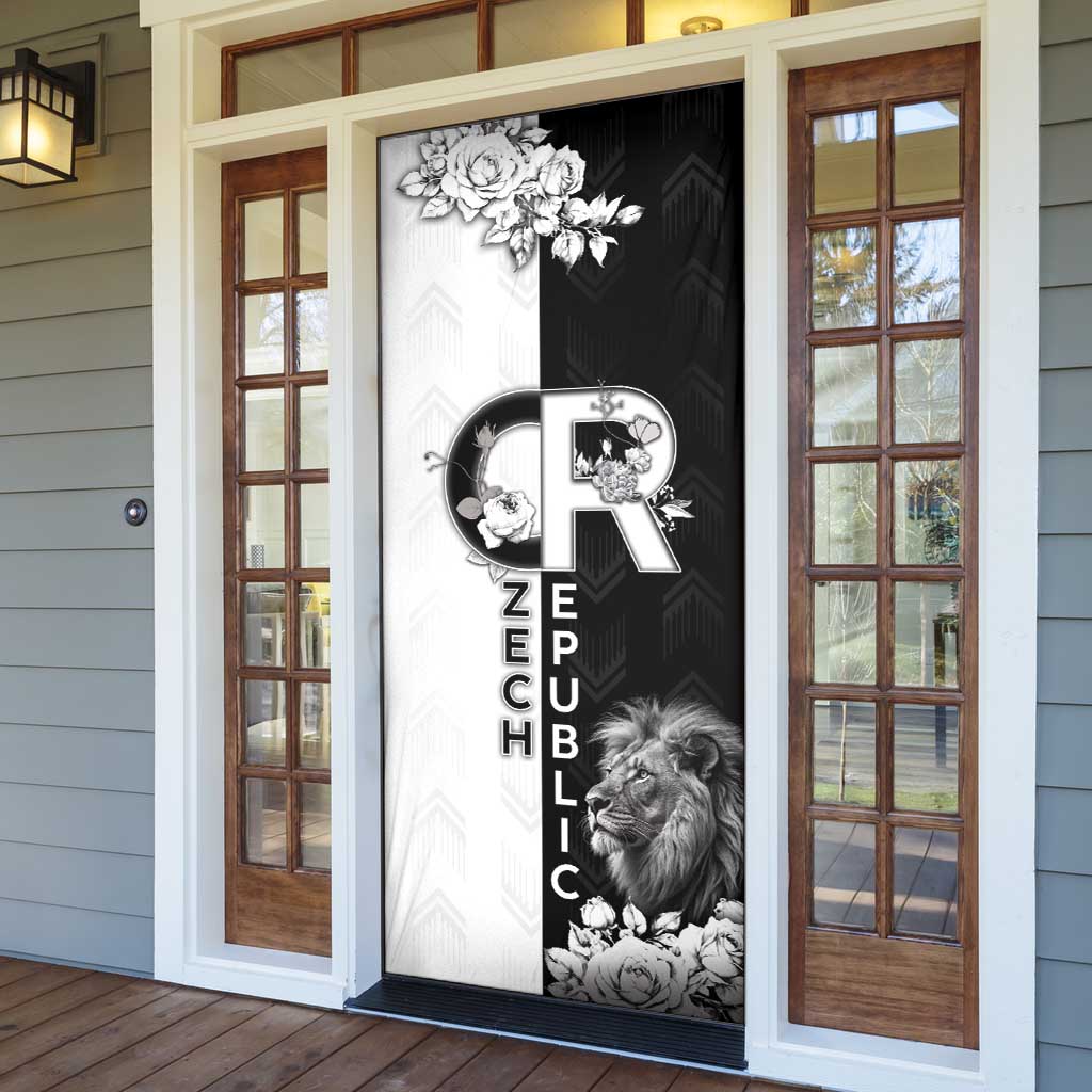 Czech Republic Door Cover White Lion With Rose - Wonder Print Shop