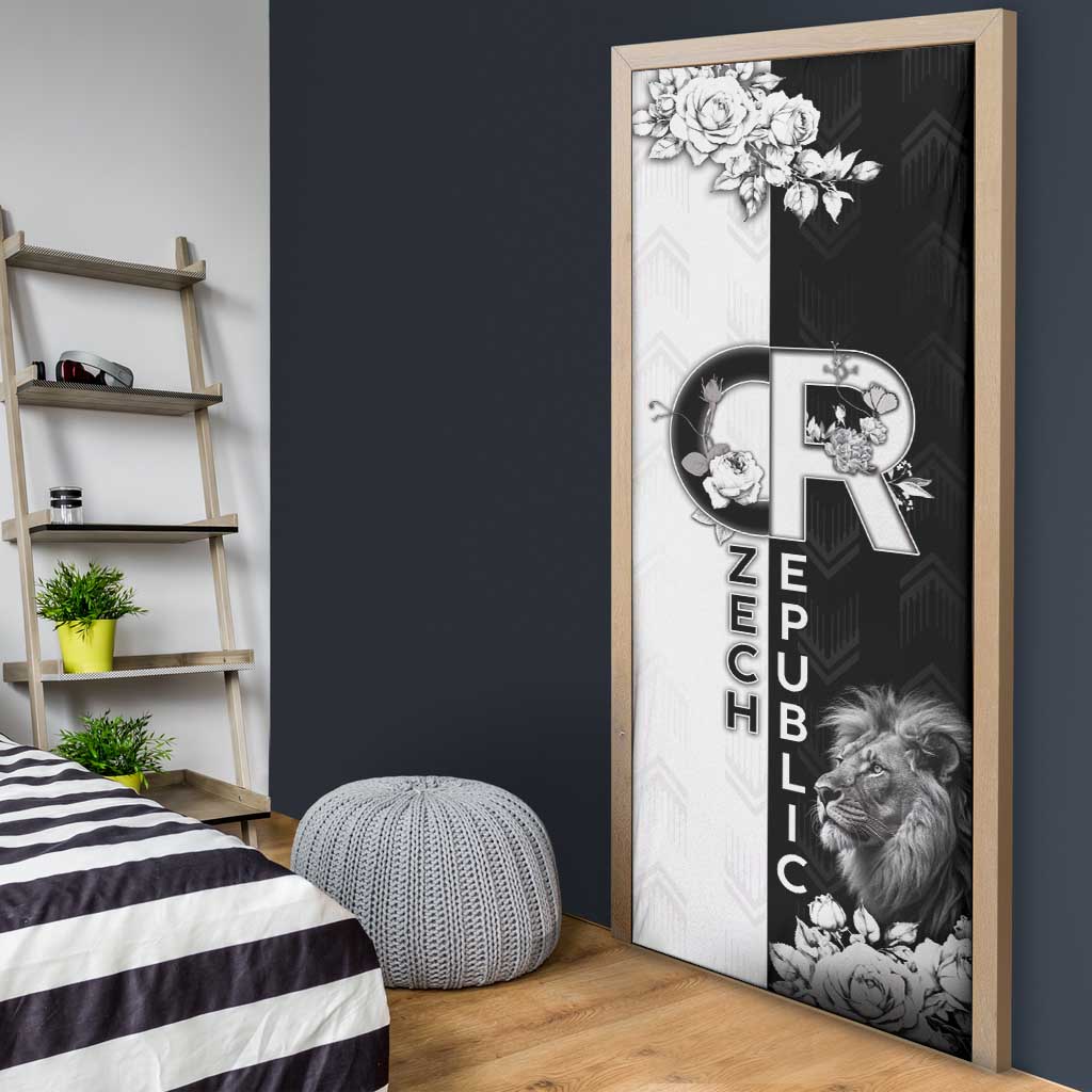 Czech Republic Door Cover White Lion With Rose - Wonder Print Shop