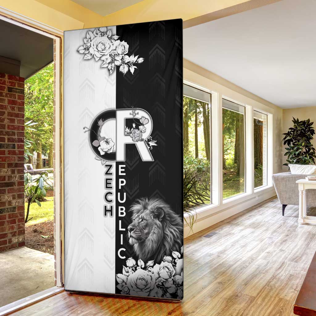 Czech Republic Door Cover White Lion With Rose - Wonder Print Shop