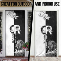 Czech Republic Door Cover White Lion With Rose - Wonder Print Shop