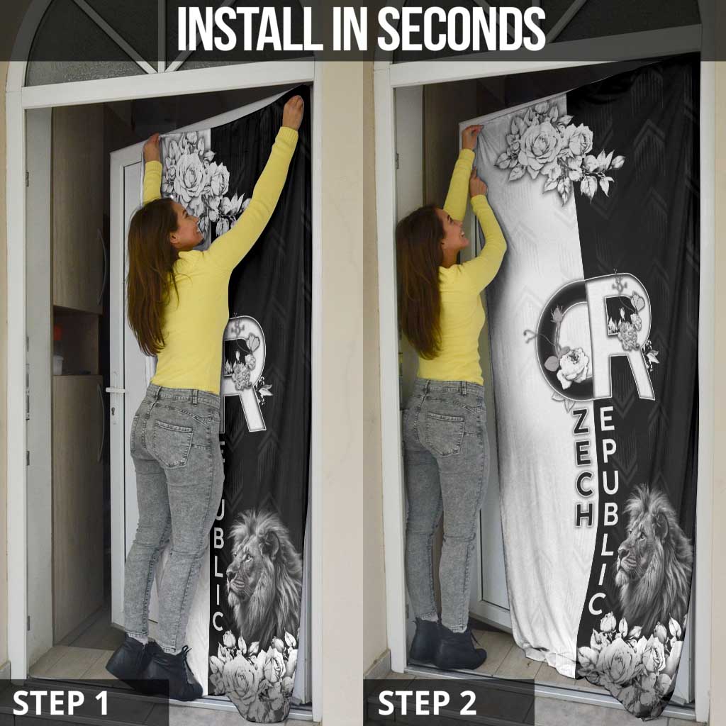 Czech Republic Door Cover White Lion With Rose - Wonder Print Shop