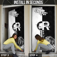 Czech Republic Door Cover White Lion With Rose - Wonder Print Shop