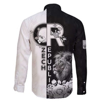 Czech Republic Family Matching Long Sleeve Bodycon Dress and Hawaiian Shirt White Lion With Rose - Wonder Print Shop