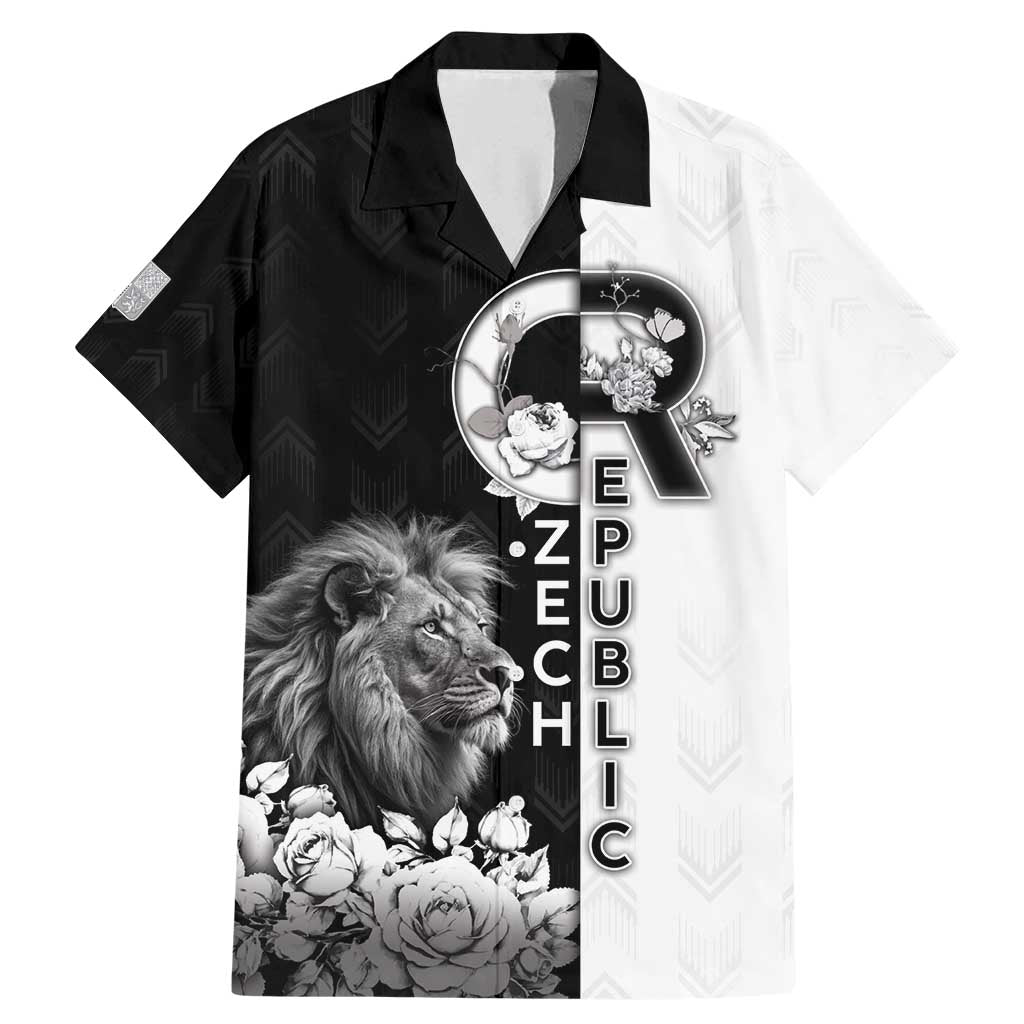 Czech Republic Family Matching Mermaid Dress and Hawaiian Shirt White Lion With Rose - Wonder Print Shop