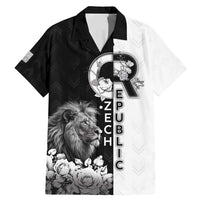 Czech Republic Family Matching Mermaid Dress and Hawaiian Shirt White Lion With Rose - Wonder Print Shop
