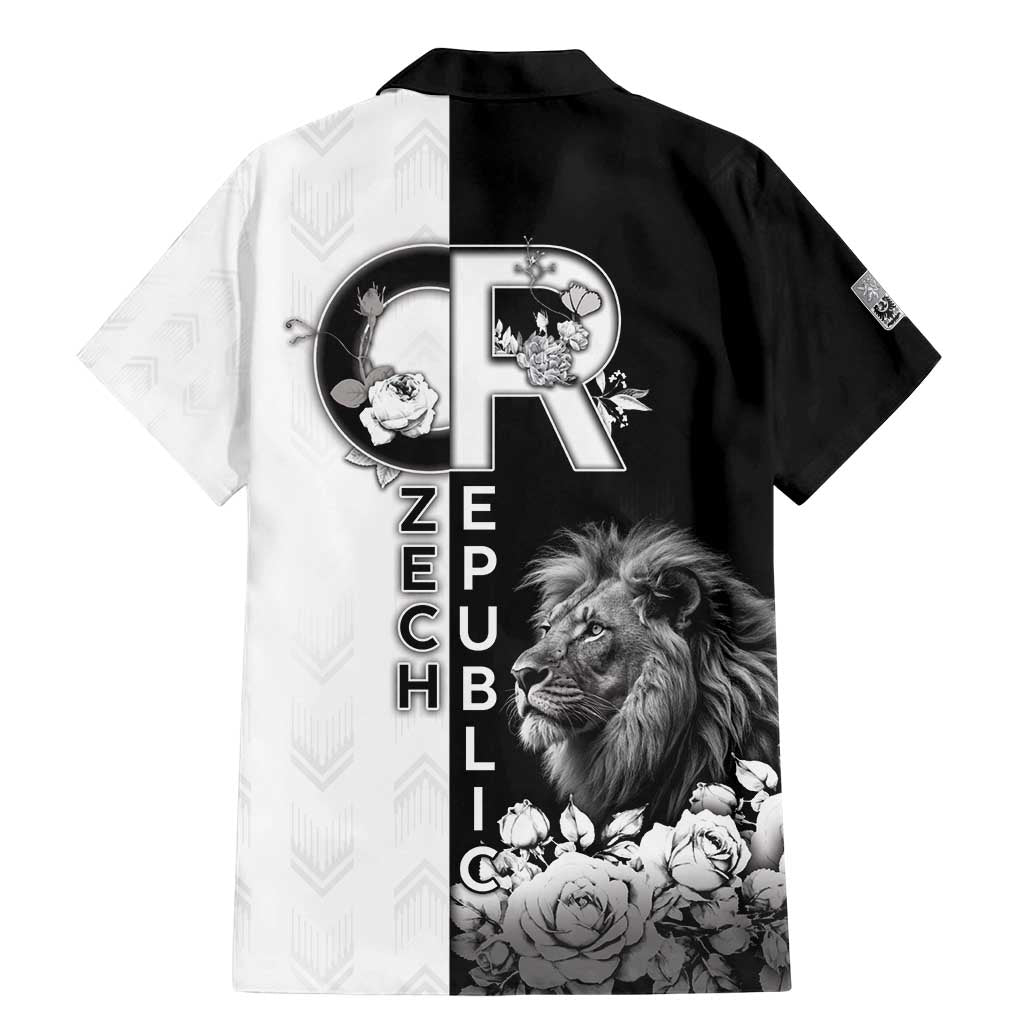 Czech Republic Family Matching Mermaid Dress and Hawaiian Shirt White Lion With Rose - Wonder Print Shop