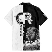 Czech Republic Family Matching Mermaid Dress and Hawaiian Shirt White Lion With Rose - Wonder Print Shop