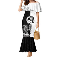 Czech Republic Family Matching Mermaid Dress and Hawaiian Shirt White Lion With Rose - Wonder Print Shop