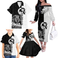 Czech Republic Family Matching Off The Shoulder Long Sleeve Dress and Hawaiian Shirt White Lion With Rose - Wonder Print Shop