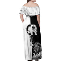 Czech Republic Family Matching Off Shoulder Maxi Dress and Hawaiian Shirt White Lion With Rose - Wonder Print Shop