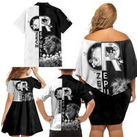 Czech Republic Family Matching Off Shoulder Short Dress and Hawaiian Shirt White Lion With Rose - Wonder Print Shop