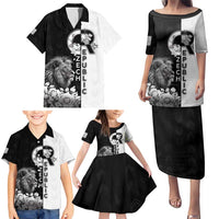 Czech Republic Family Matching Puletasi and Hawaiian Shirt White Lion With Rose - Wonder Print Shop