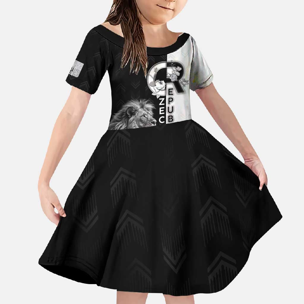 Czech Republic Family Matching Short Sleeve Bodycon Dress and Hawaiian Shirt White Lion With Rose - Wonder Print Shop