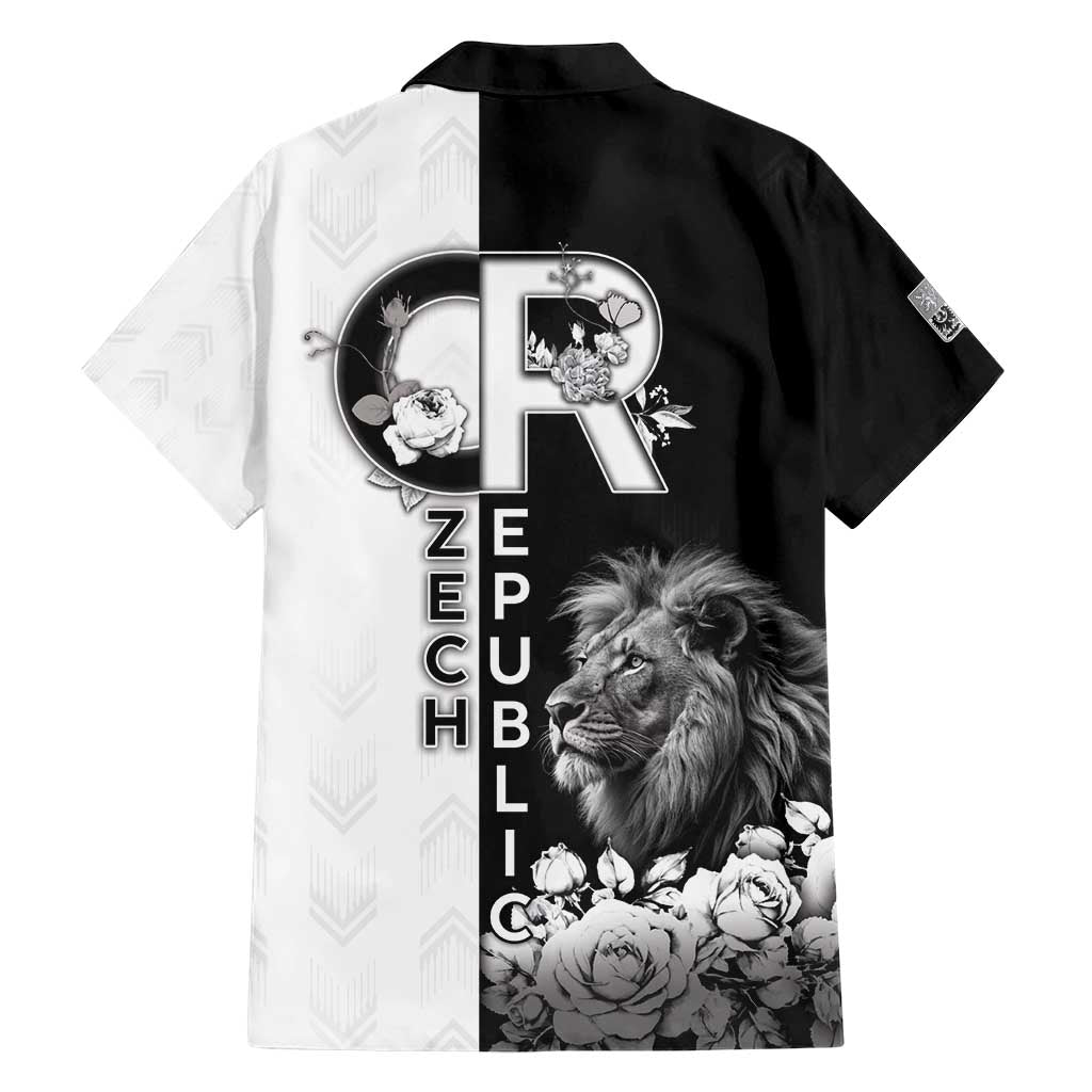 Czech Republic Family Matching Short Sleeve Bodycon Dress and Hawaiian Shirt White Lion With Rose - Wonder Print Shop