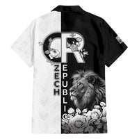 Czech Republic Family Matching Short Sleeve Bodycon Dress and Hawaiian Shirt White Lion With Rose - Wonder Print Shop