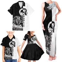 Czech Republic Family Matching Tank Maxi Dress and Hawaiian Shirt White Lion With Rose - Wonder Print Shop