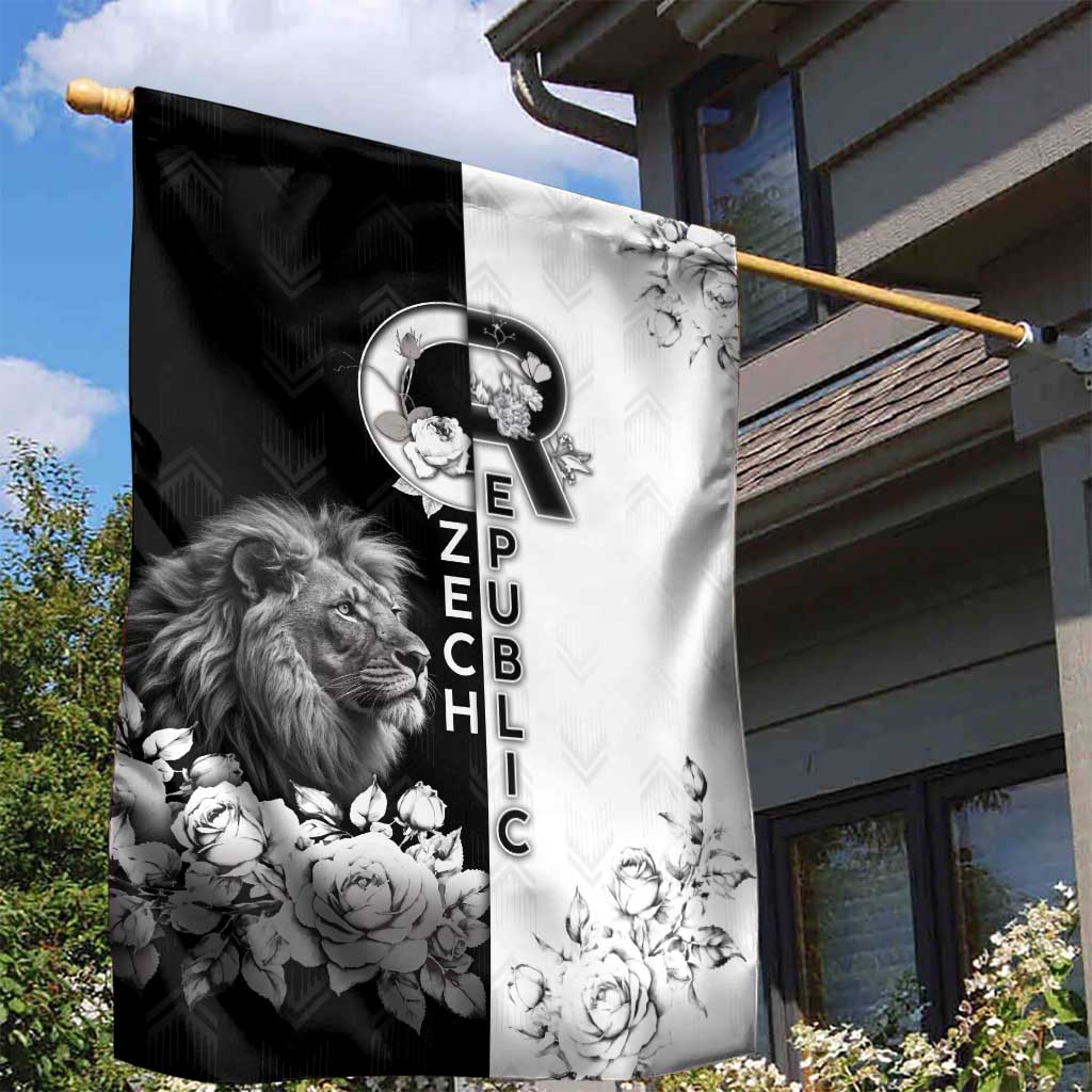 Czech Republic Garden Flag White Lion With Rose - Wonder Print Shop
