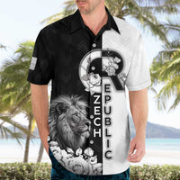 Czech Republic Hawaiian Shirt White Lion With Rose - Wonder Print Shop